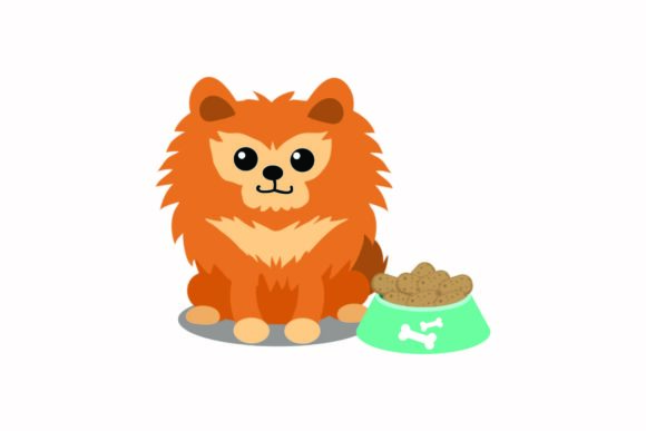 Cute Dog Illustration with Food