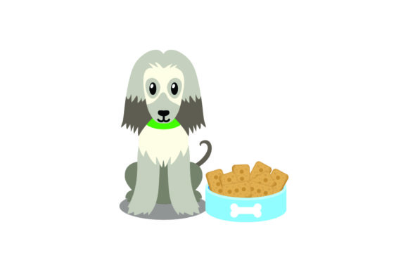 Cute Dog Illustration with the Food
