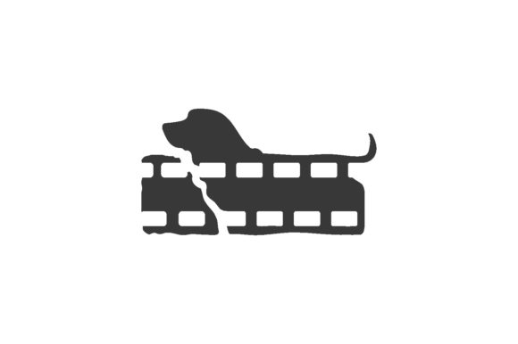Dog and Film Roll Logo Isolated