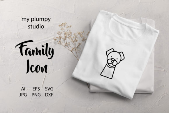 Family Icon Pet Dog Line Black