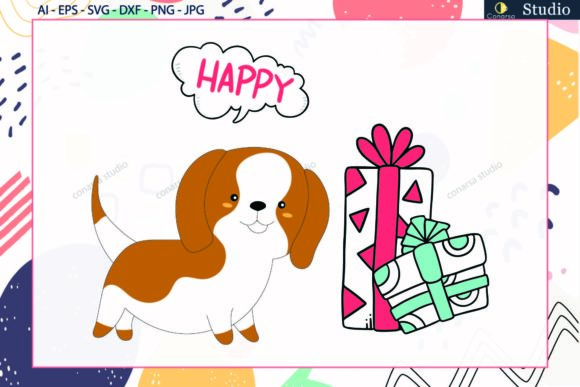Happy Gift Svg for Embroidery