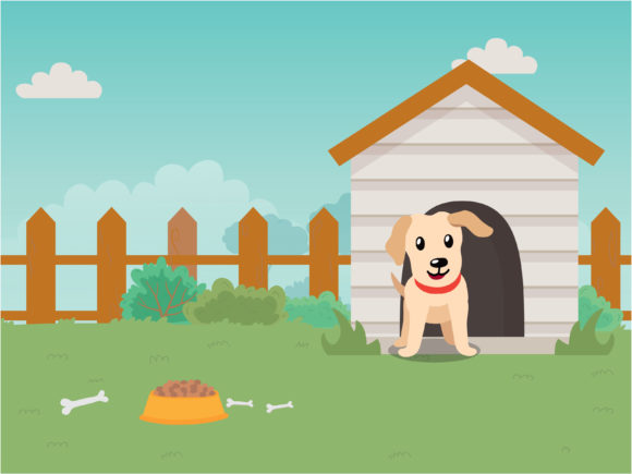 Illustration a Dog Guarding His House-07