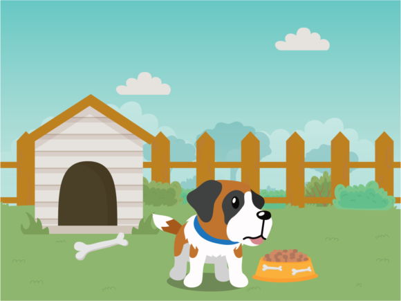 Illustration of a Dog and Its Food-02