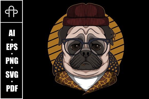 Pug Dog Cool Vector Illustration