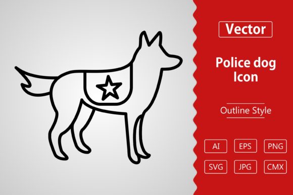 Vector Police Dog Outline Icon Design